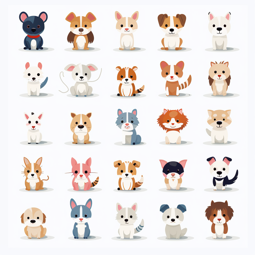 Adorable Pets Illustration on White Background