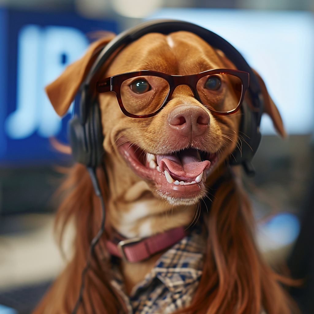 Cute Pitbull with Smile and Wig