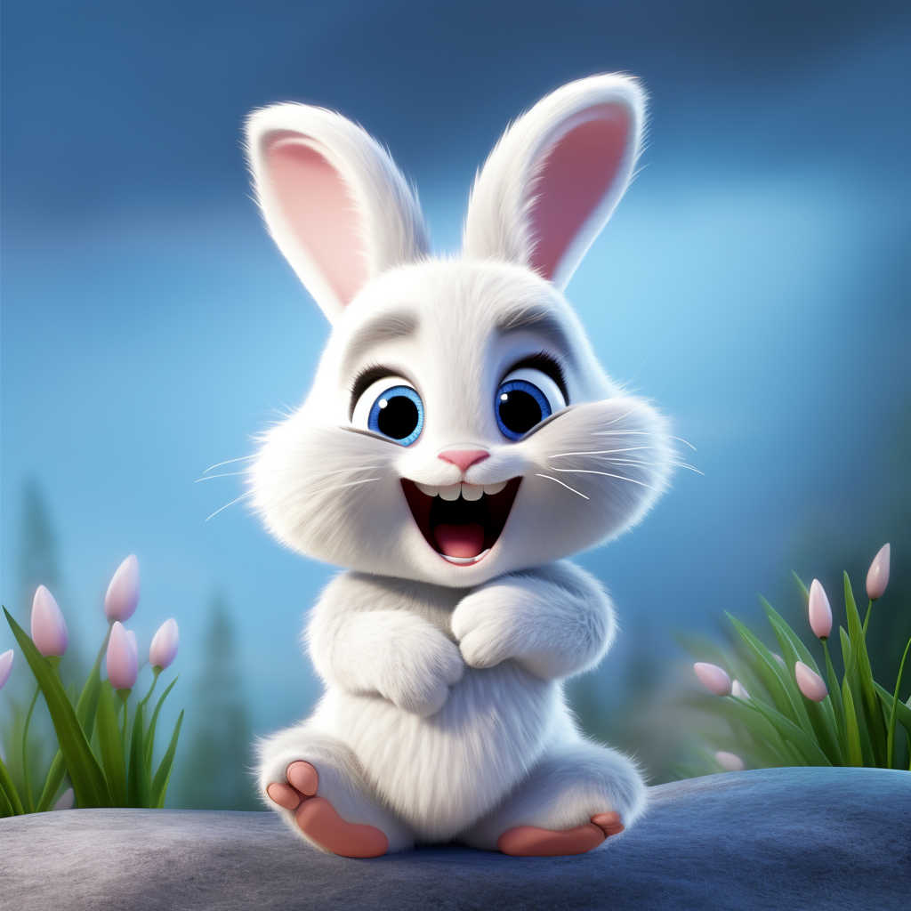 Cute bunny illustration on contrasting background