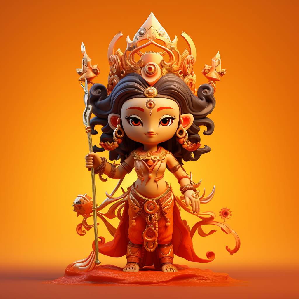 Pixar Style Lord Durga Embracing Divinity