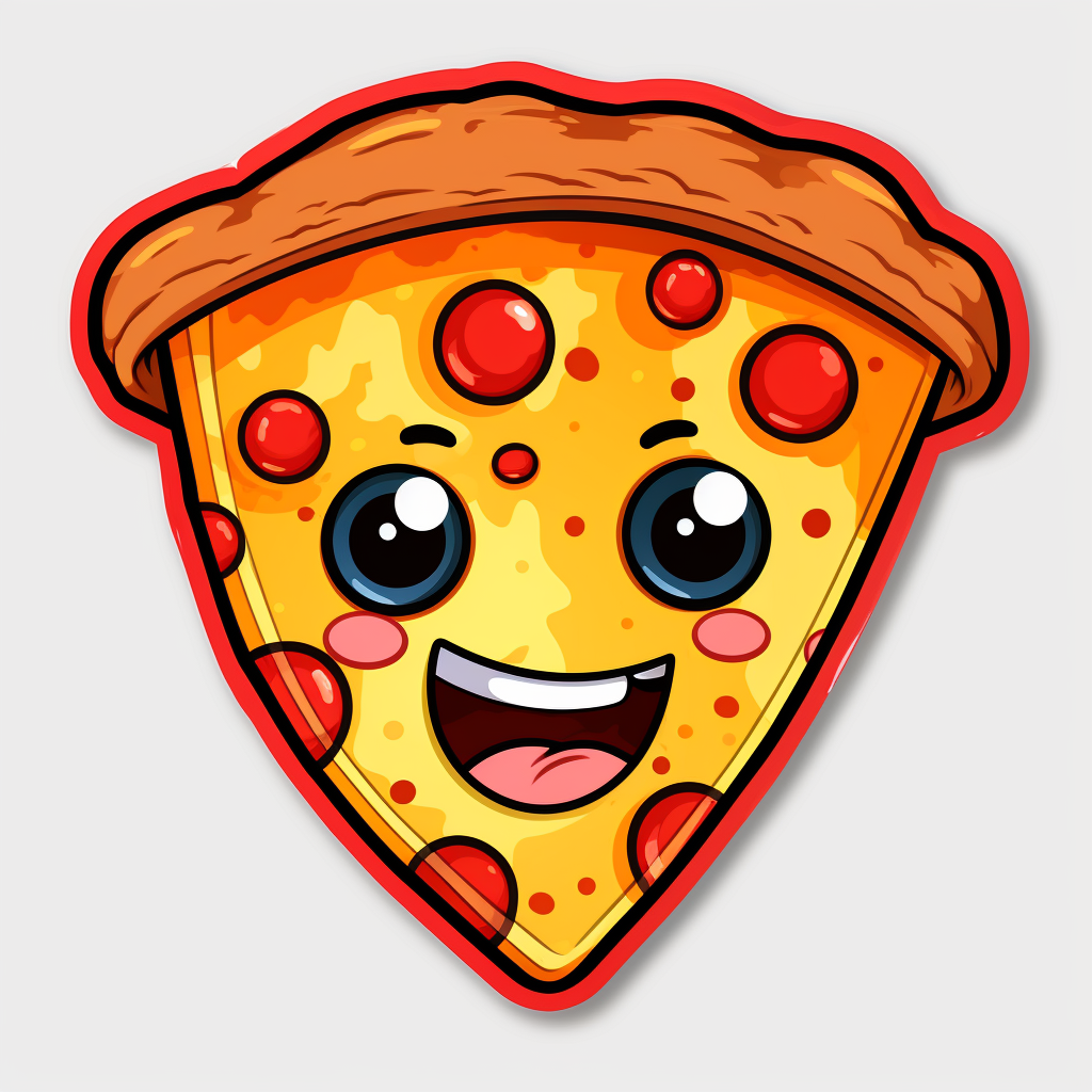 Cute pizza slice sticker cartoon