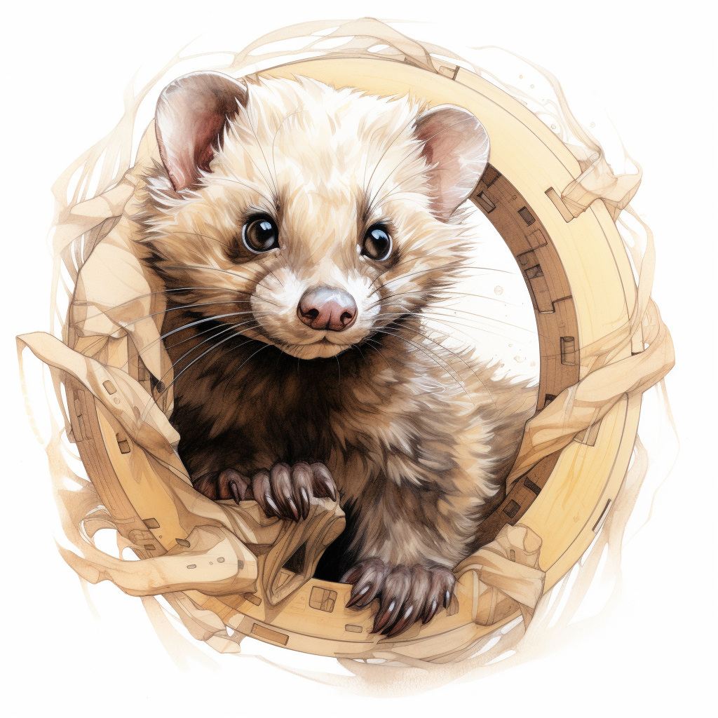 Cute Ferret Drawing Inside Circle