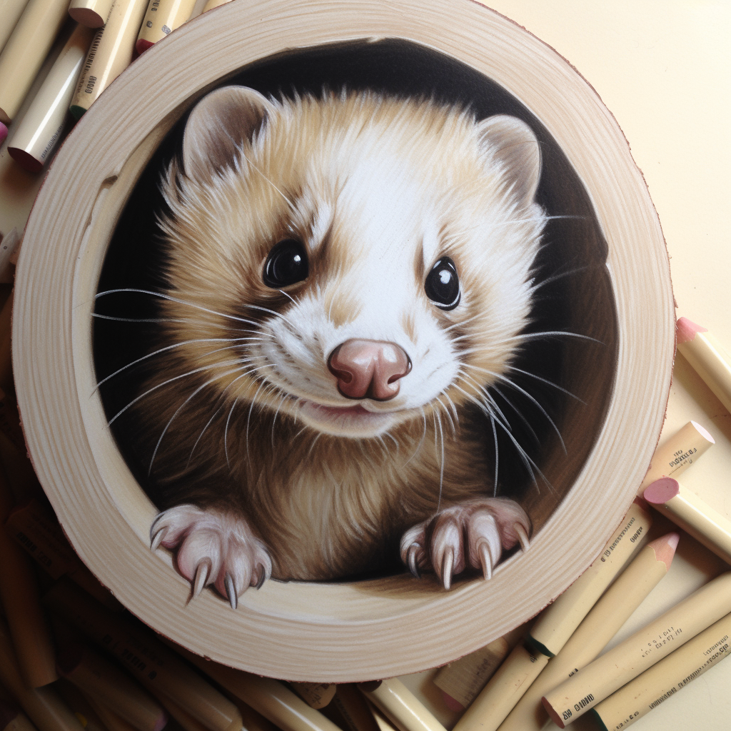 Cute playful ferret artwork