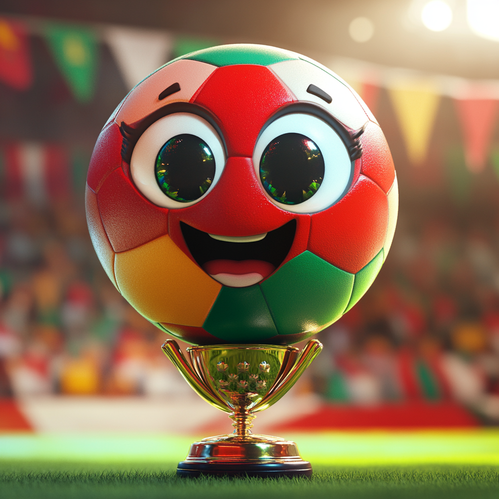 Cute Portugal Soccer Ball Excited Celebrating