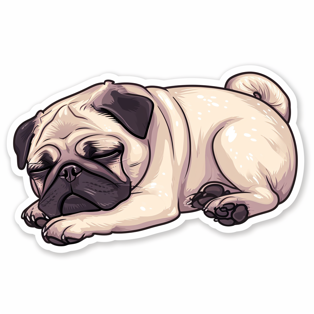 Cute pug sleeping on white background