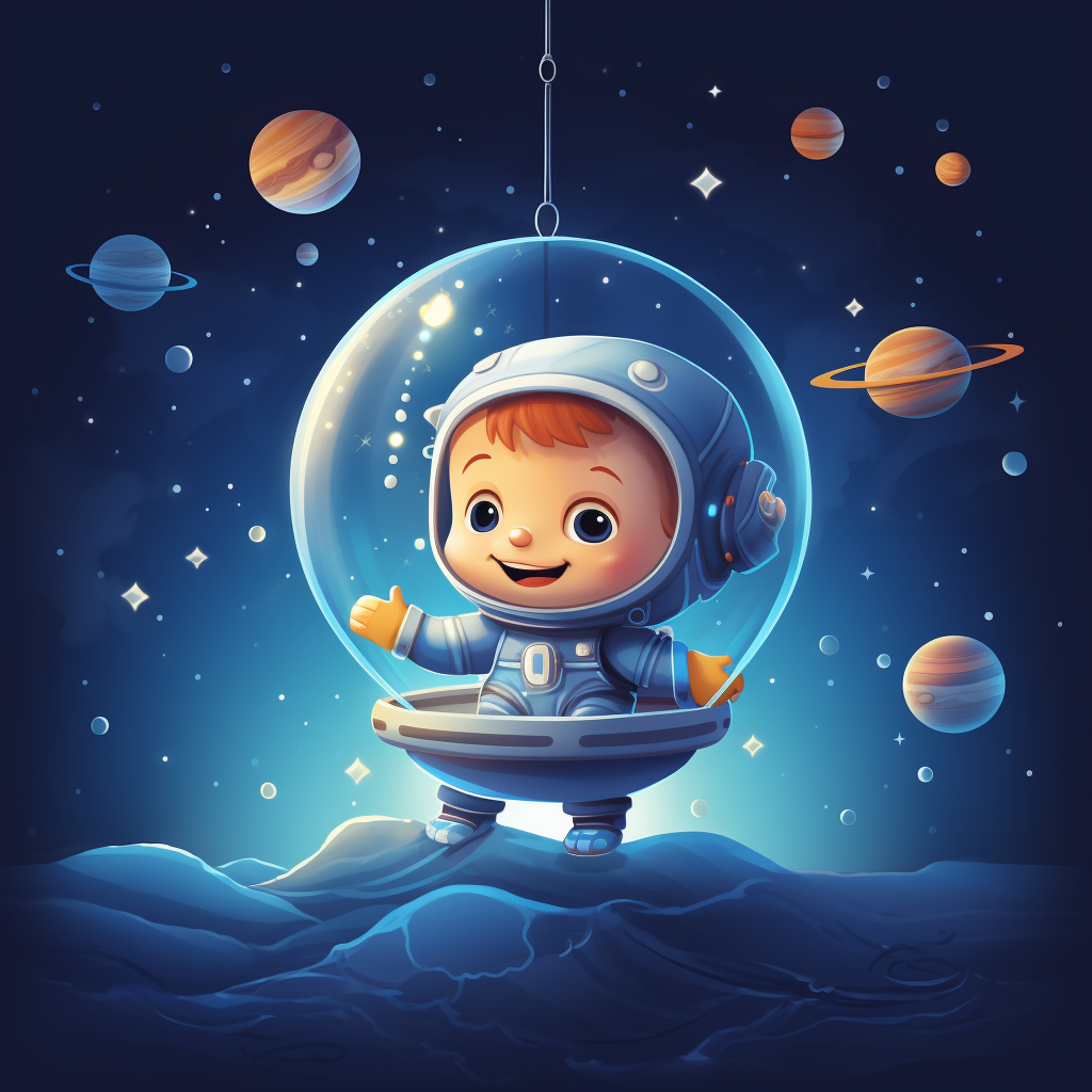 Illustration of a cute puppet in space