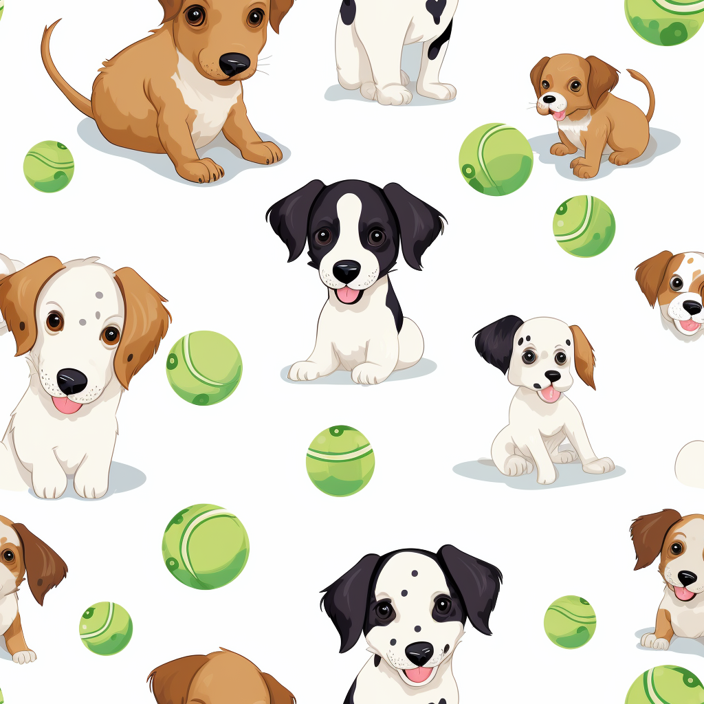 Adorable puppies and tennis balls on white background