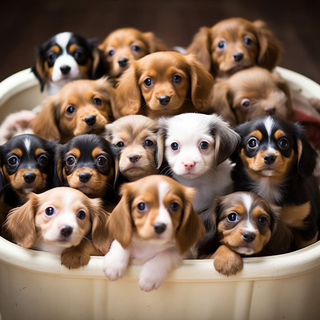 Group of Cute Puppies Playing