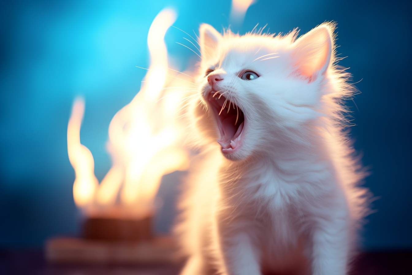 Cute Puppy and Albino Kitten Roaring Sideways