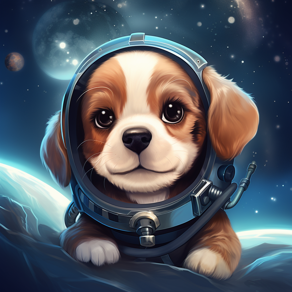 Illustration of a Cute Puppy in Space