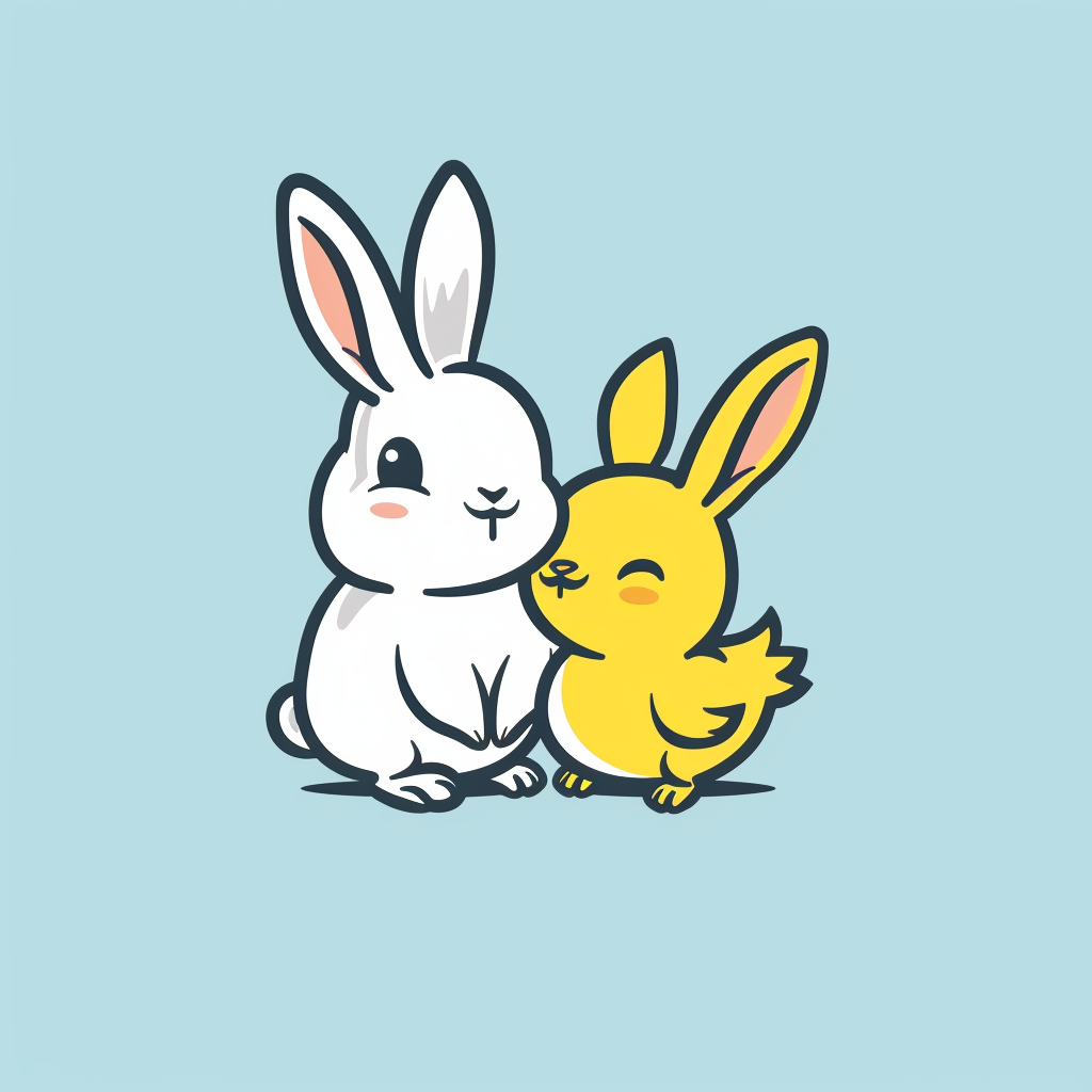 Cute Rabbit Chicken Logo Icon