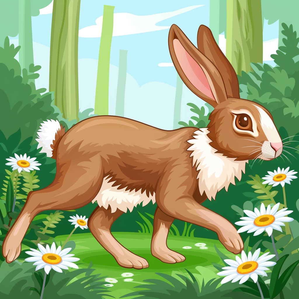 Cute rabbit in green meadow