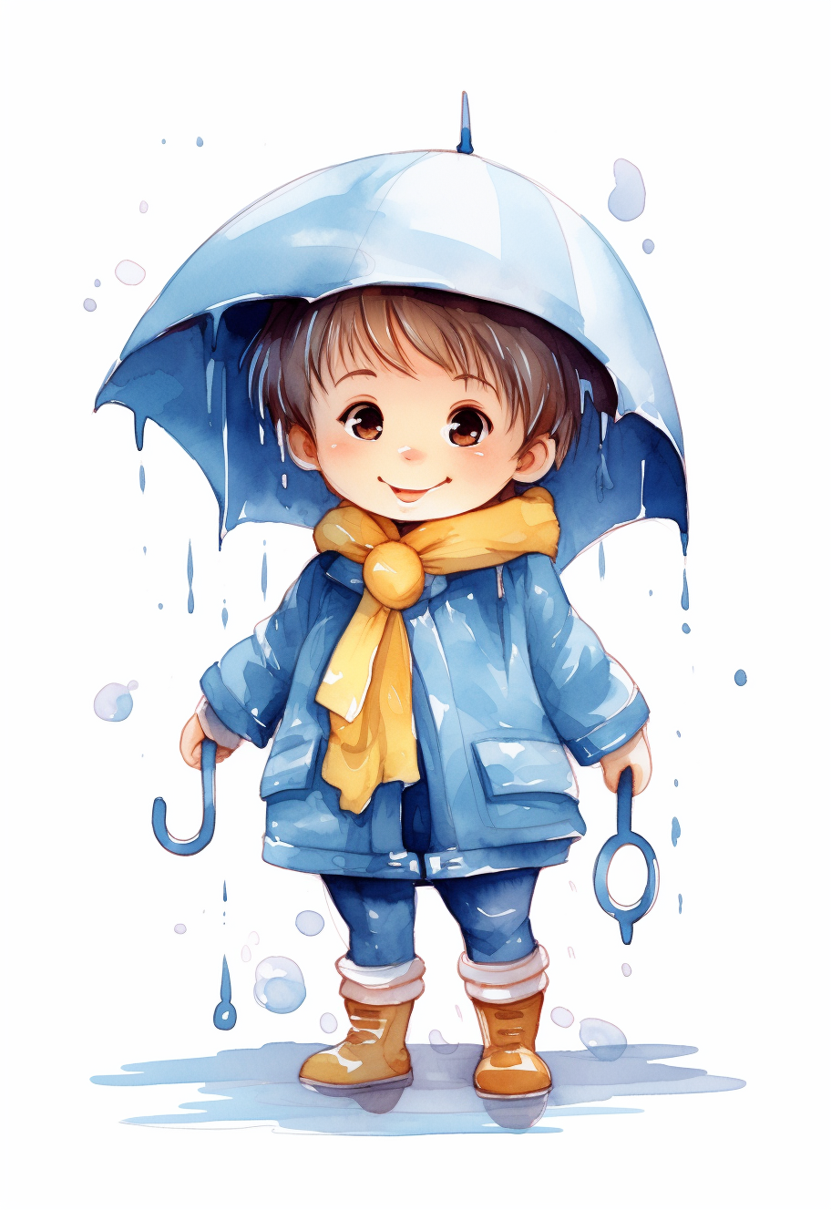 Cute rainy season character illustration