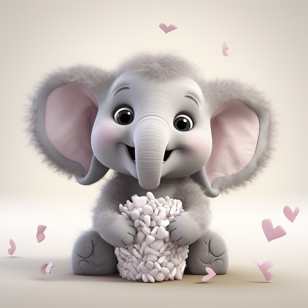 Cute elephant holding heart with  FIA