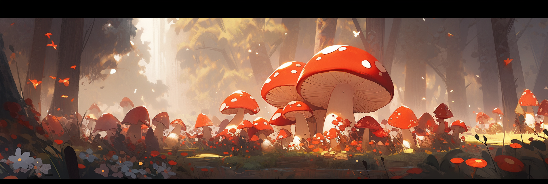 Beautiful Mushroom-filled Landscape