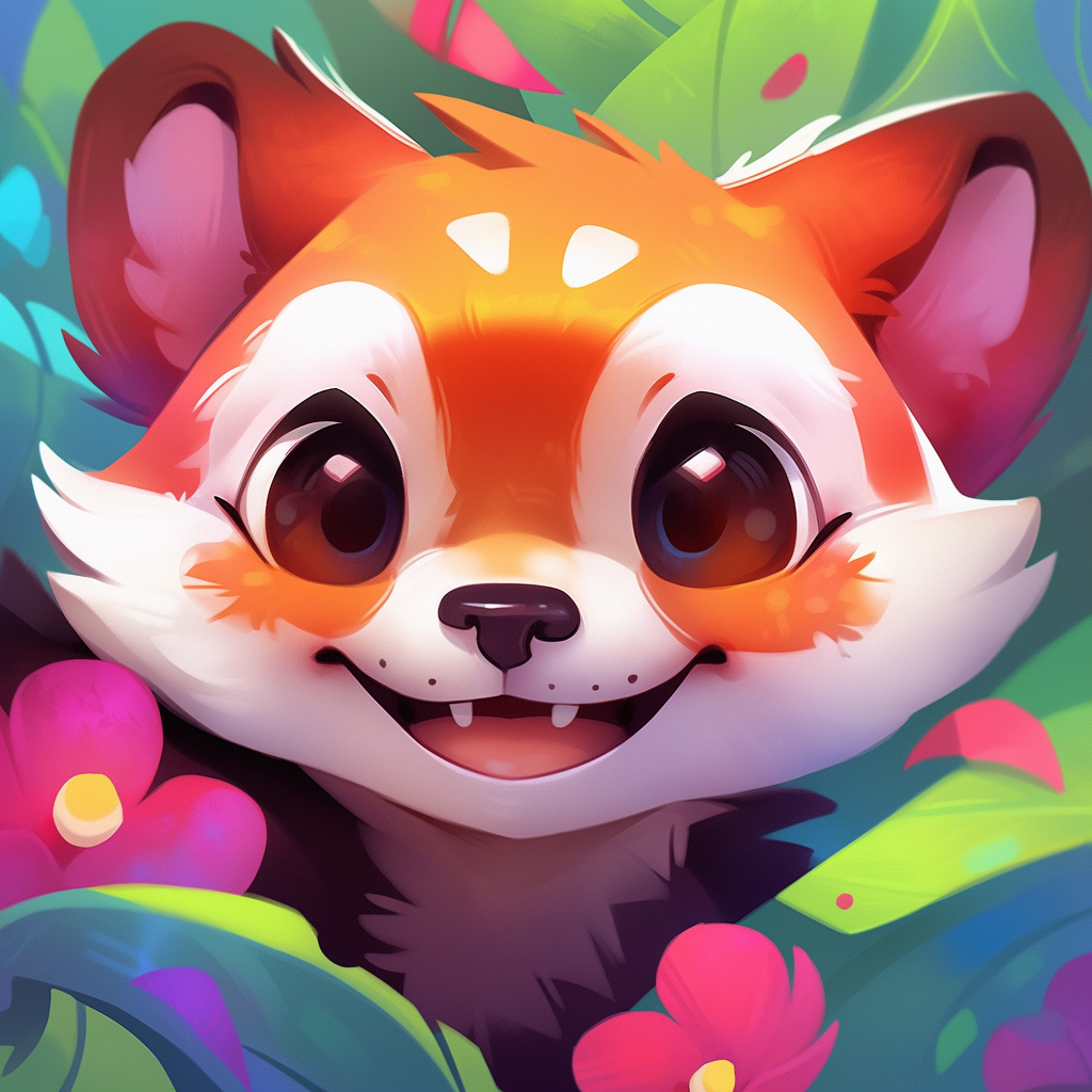 Cute red panda with round features