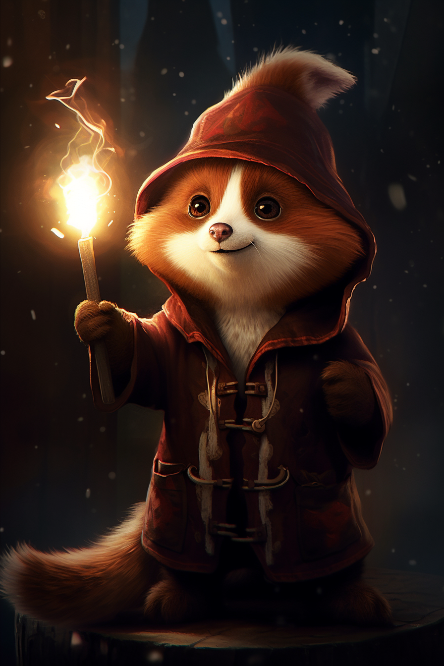 Cute red panda wizard character artwork