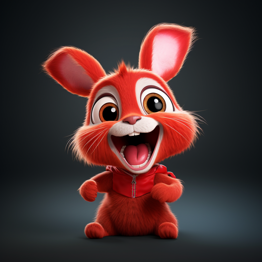 Cute red rabbit puppet cartoon