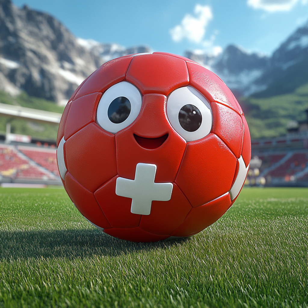 Red Soccer Ball Switzerland Celebration