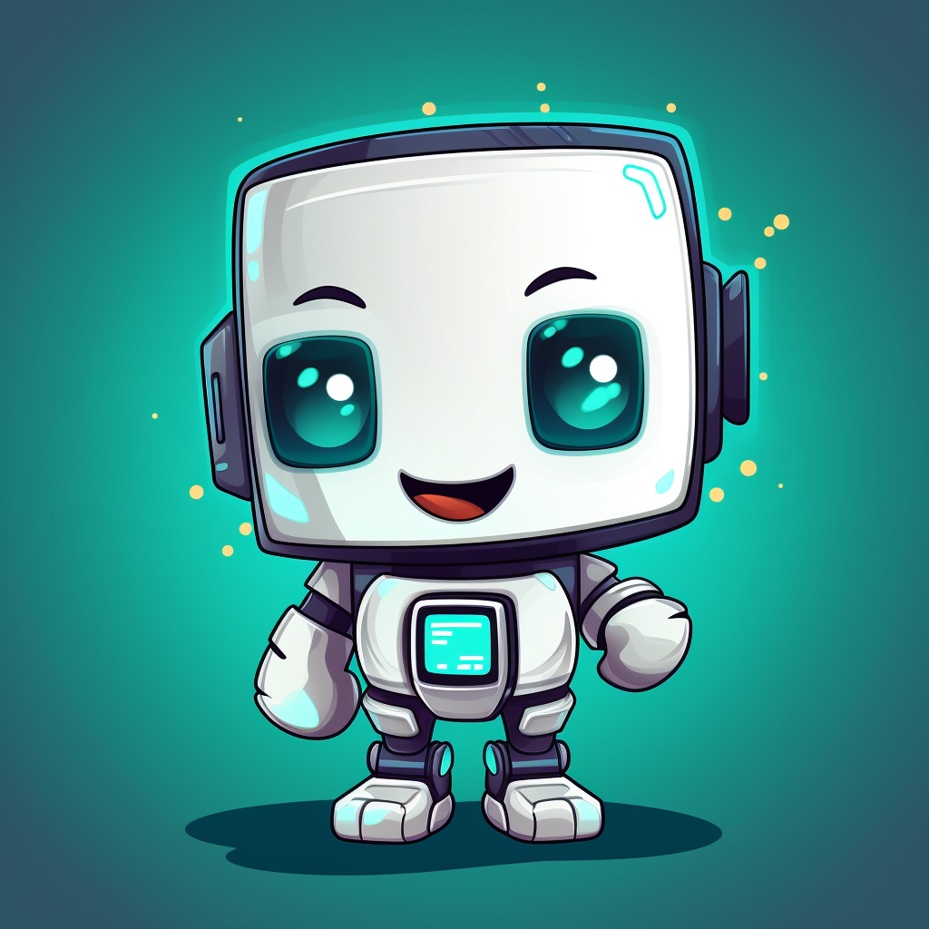 Cute robot floating with happy pixel art screen