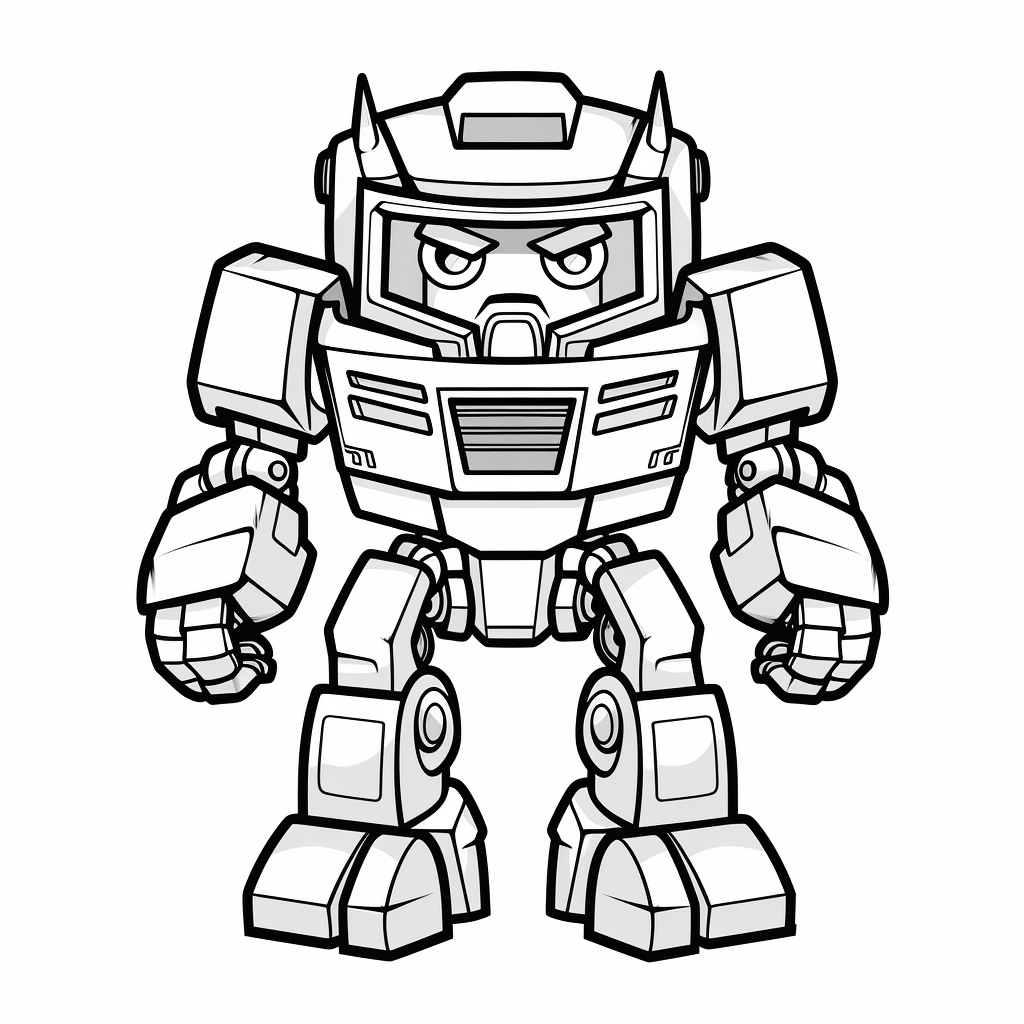 Cartoon robot illustration for coloring book