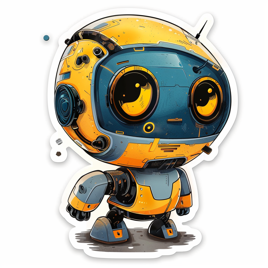 Robot sticker blue yellow design