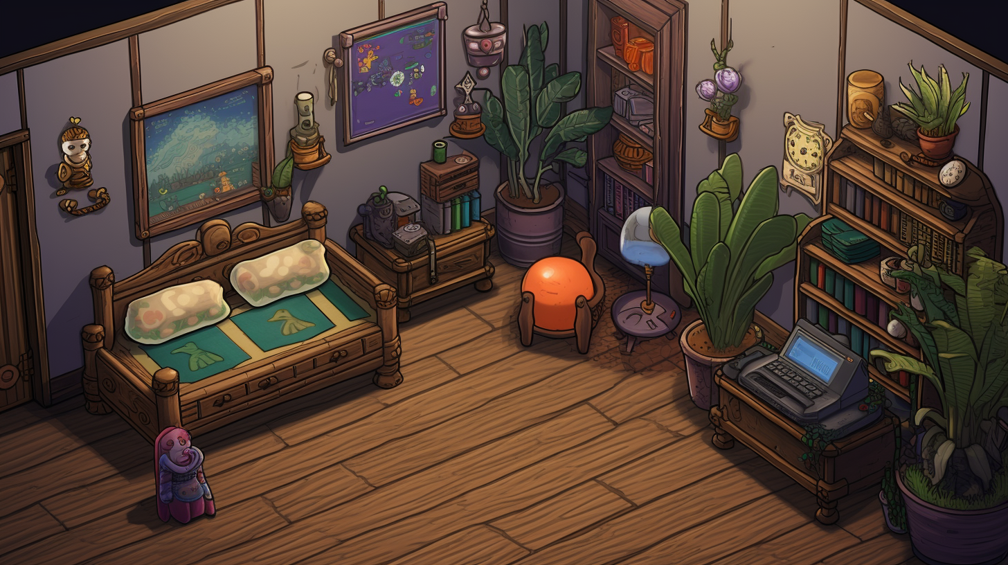 Cute room with FX chart and lotus flowers