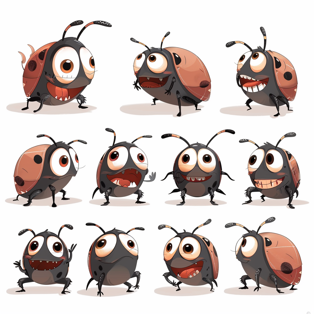 Cute bug character sheet illustration