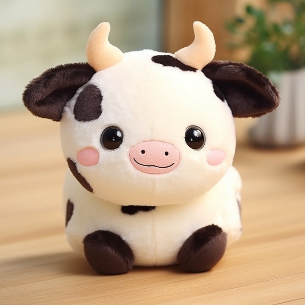 Adorable round cow plush toy