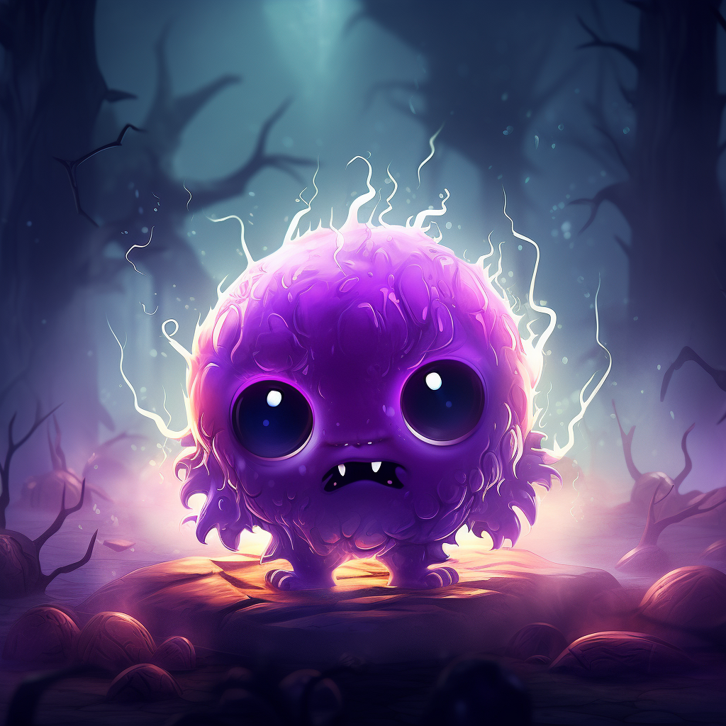 cute round purple spooky spirit illustration