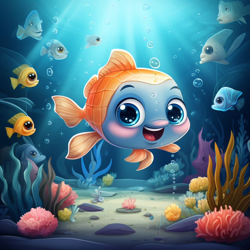 Cute sea animals in comic style