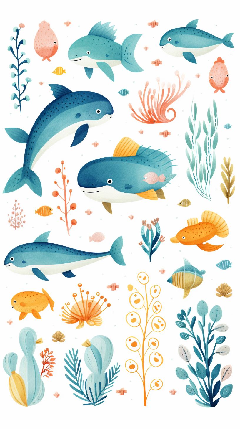 Colorful and Cute Sea Animals