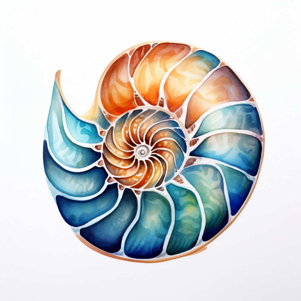 Beautiful Sea Chambered Nautilus on White Background