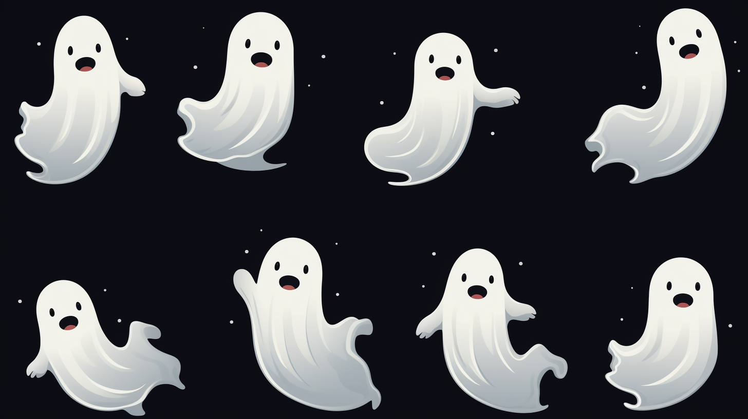 Cute sheet ghosts dancing cartoon