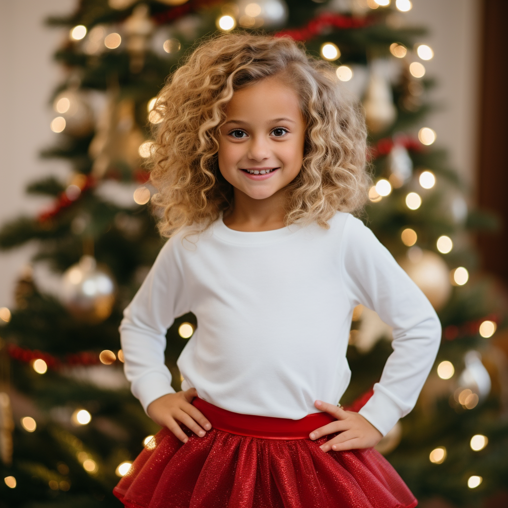 Cute Smiling Girl in Christmas Outfit