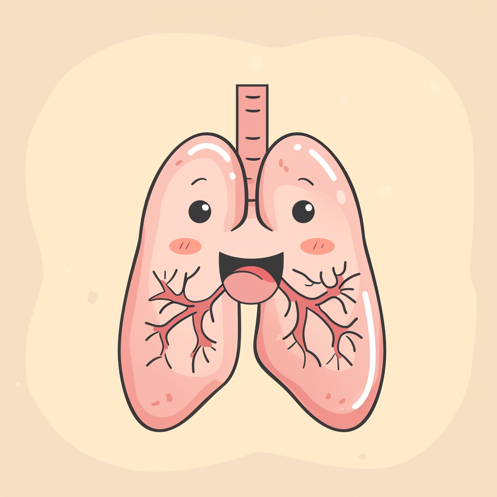 Cute smiling human lung character illustration