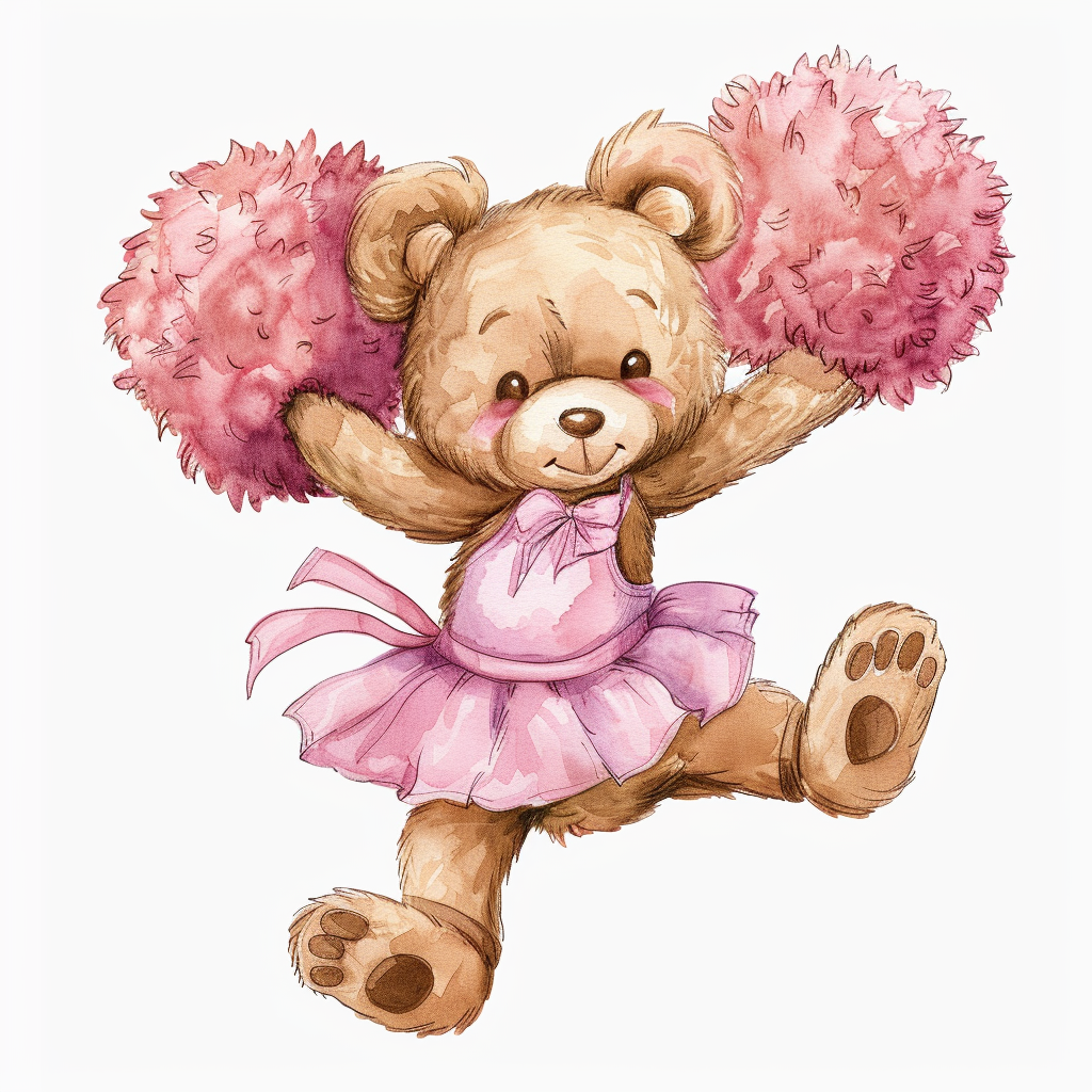 Cute cheerleader teddy bear clipart