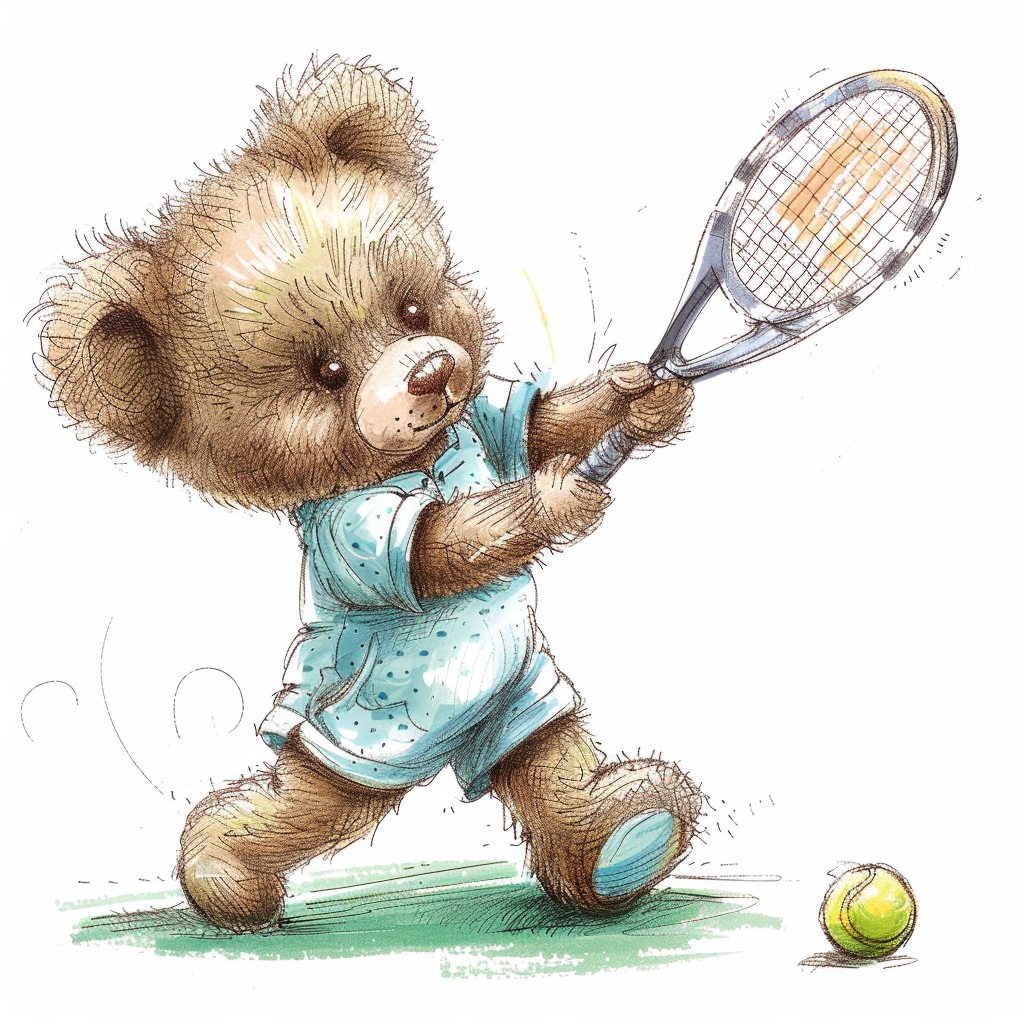 Smiling Tennis Teddy Bear Clipart