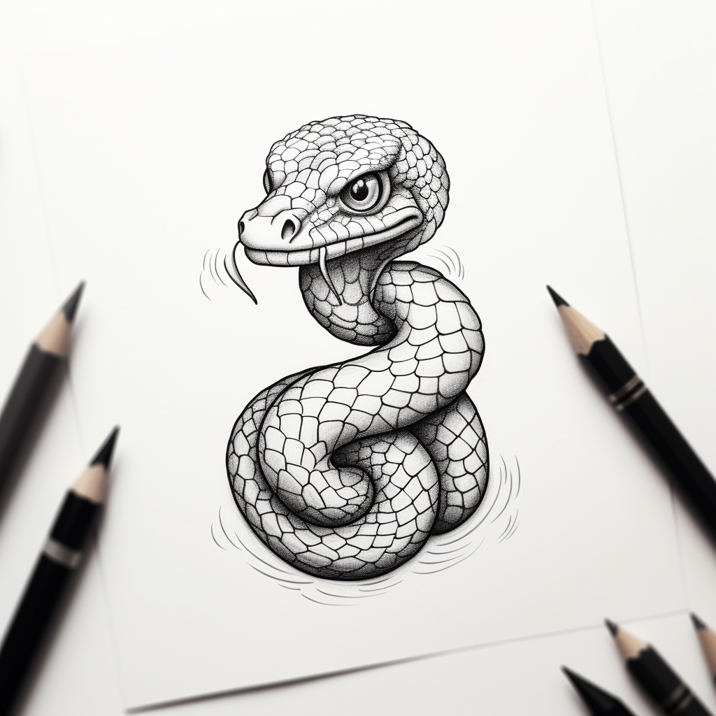 Minimalist black and white snake tattoo