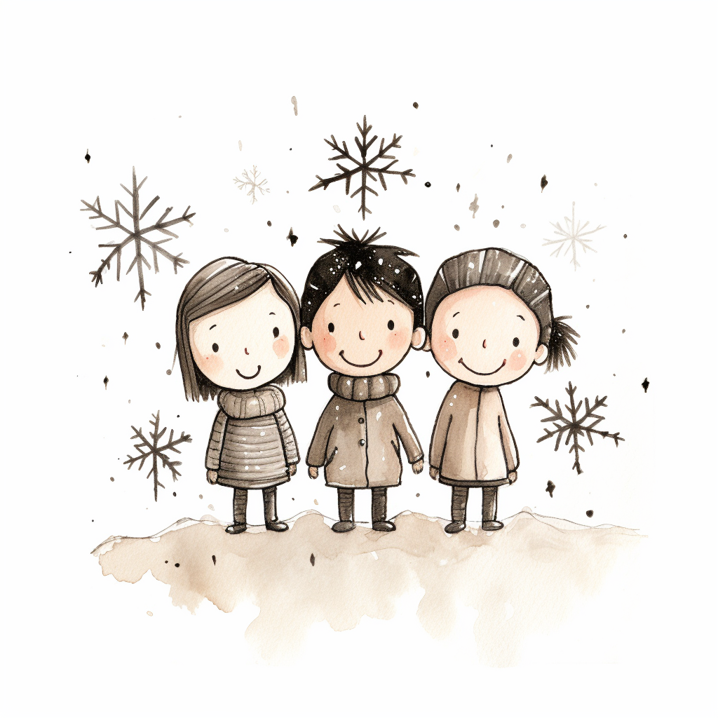 Hand-drawn illustration of cute snowflakes