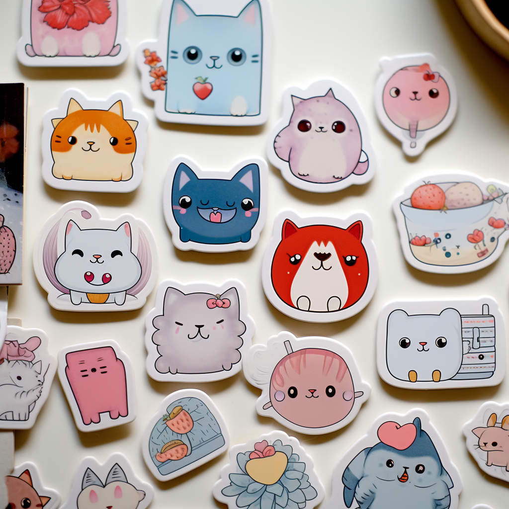 Cute stickers with white border