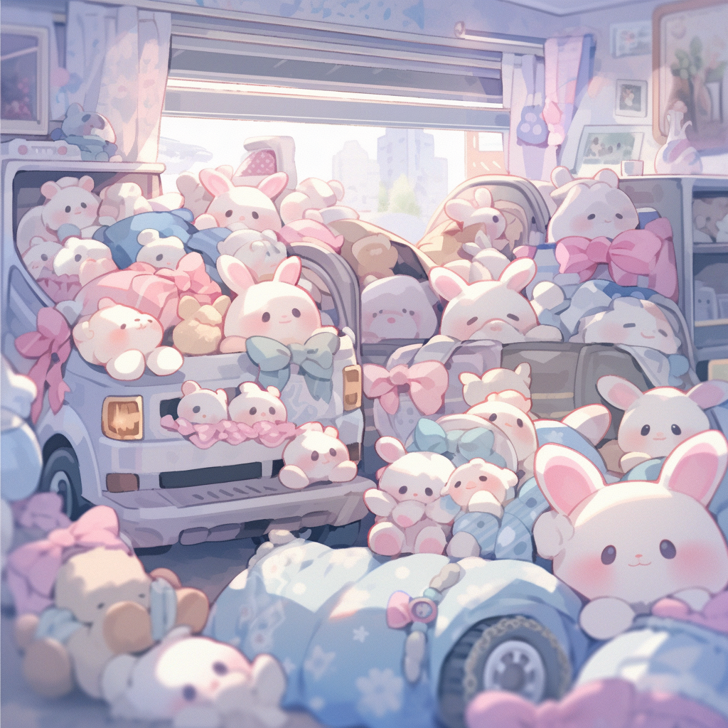 Cute studio scenery with stuffed animals and toys