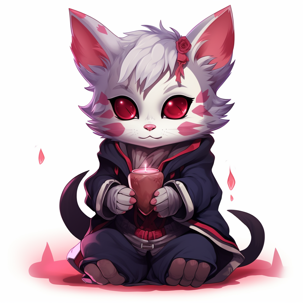 Cute Tabaxi Necromancer Valentine Kawaii Cartoon