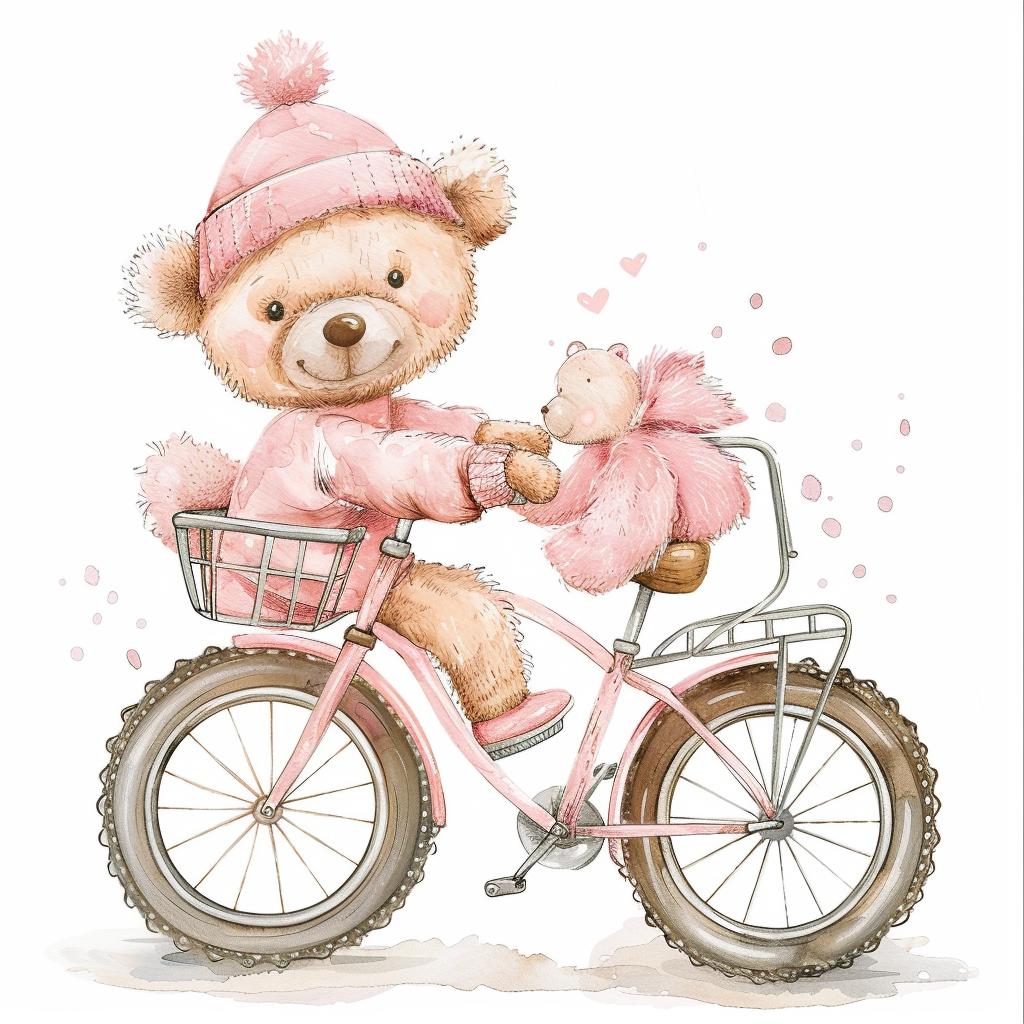 Cute Teddy Bear Bike Clipart