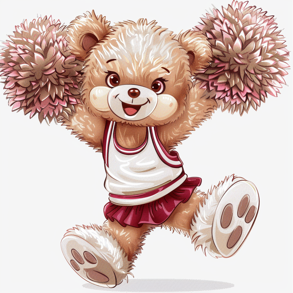 Smiling Teddy Bear Cheerleader Clipart