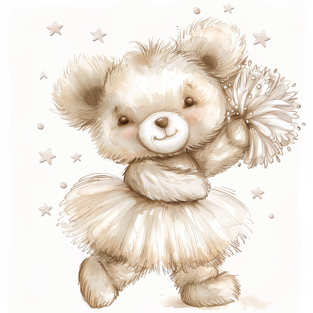 Adorable Teddy Bear Cheering Clipart