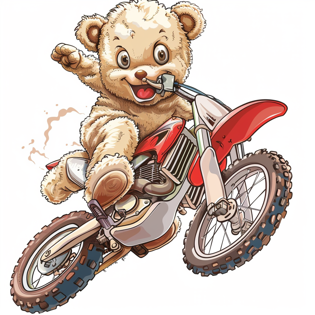 Smiling Teddy Bear Dirt Bike