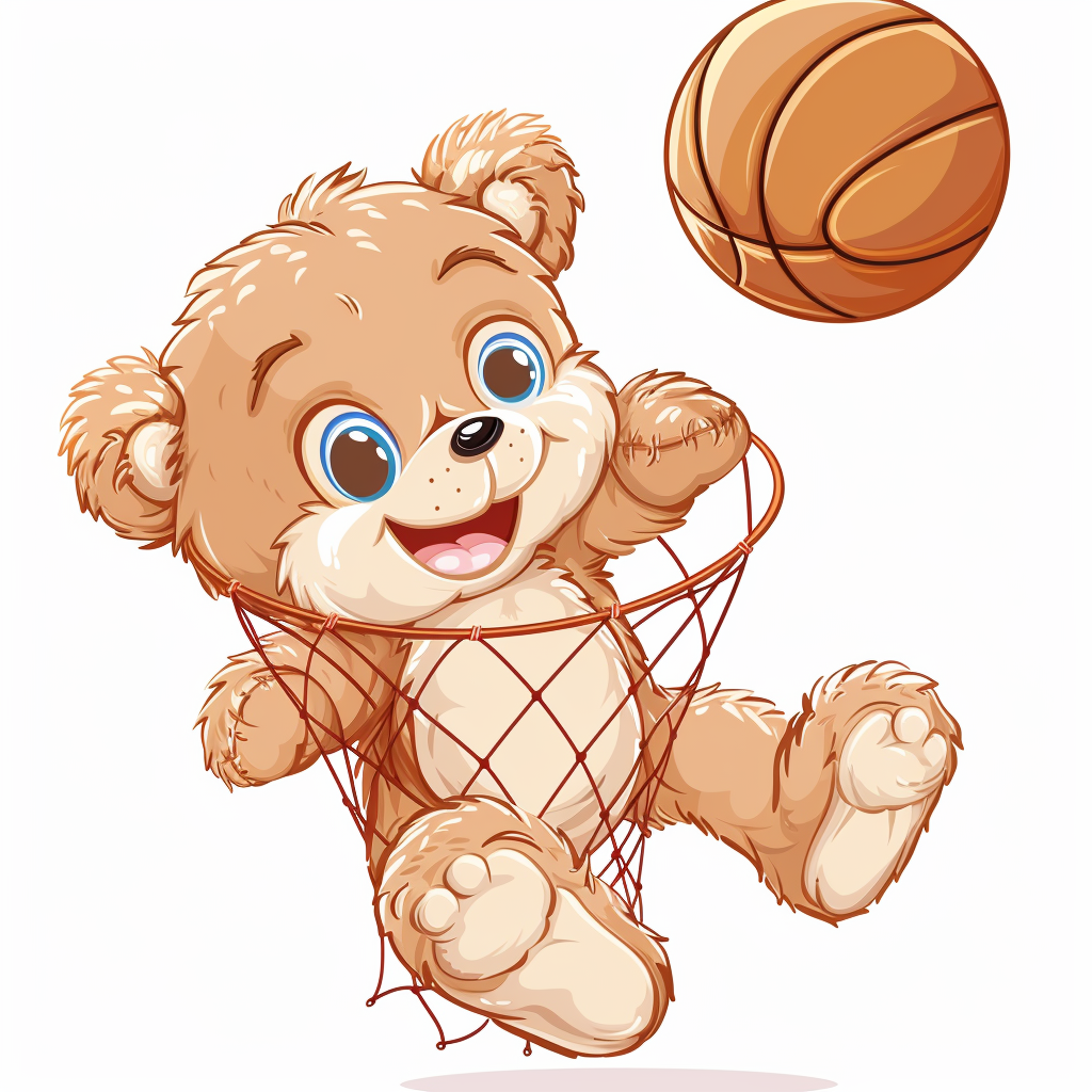 Teddy bear basketball dunk clipart