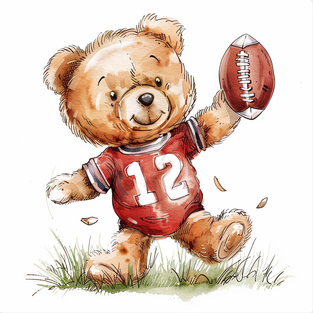 Cute Teddy Bear Football Clipart