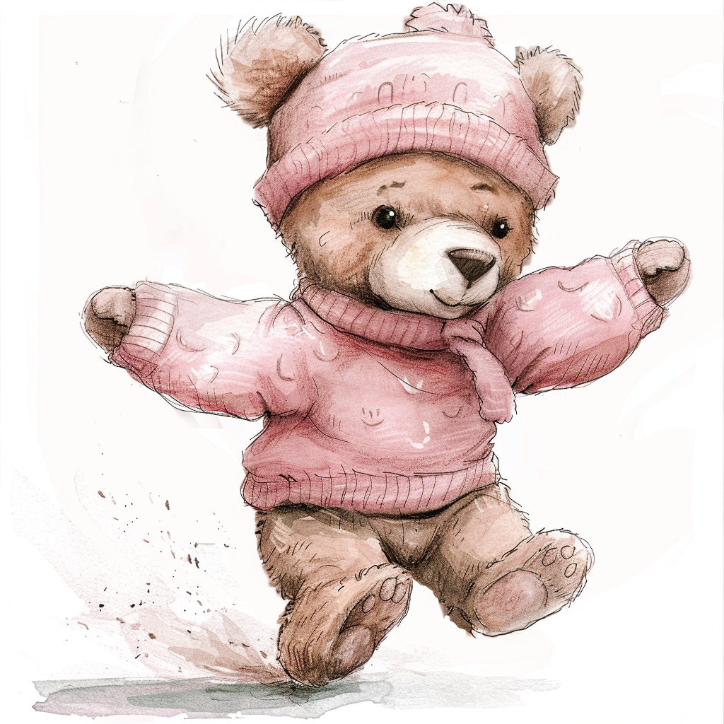 Cute Teddy Bear Running Clipart